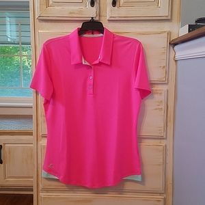 Adidas pink short sleeve golf shirt